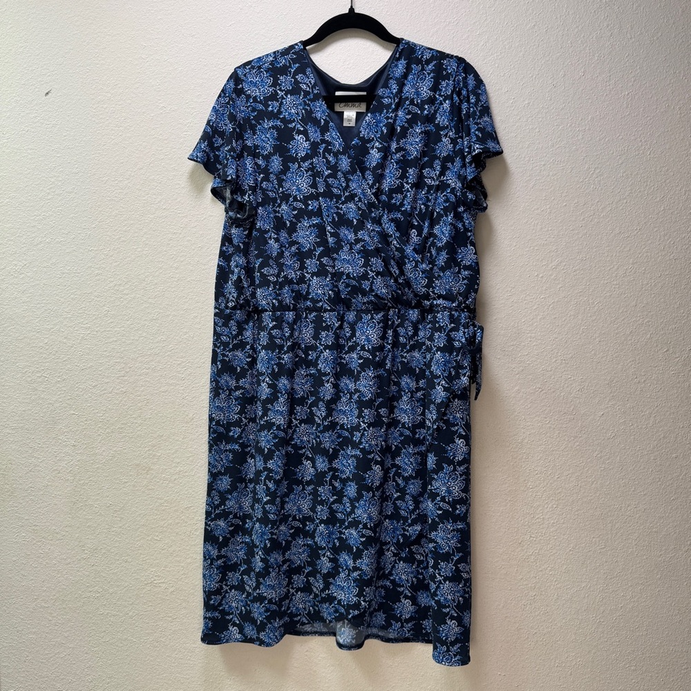 Simply Emma Blue Midi Sundress V-Neck Short Sleeve